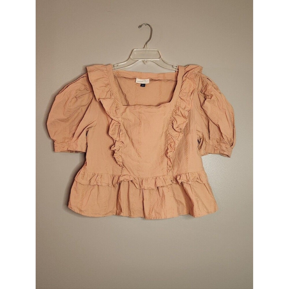 Universal Threads Peach Ruffled Square-Neck Blouse Size Large - Picture 9 of 10